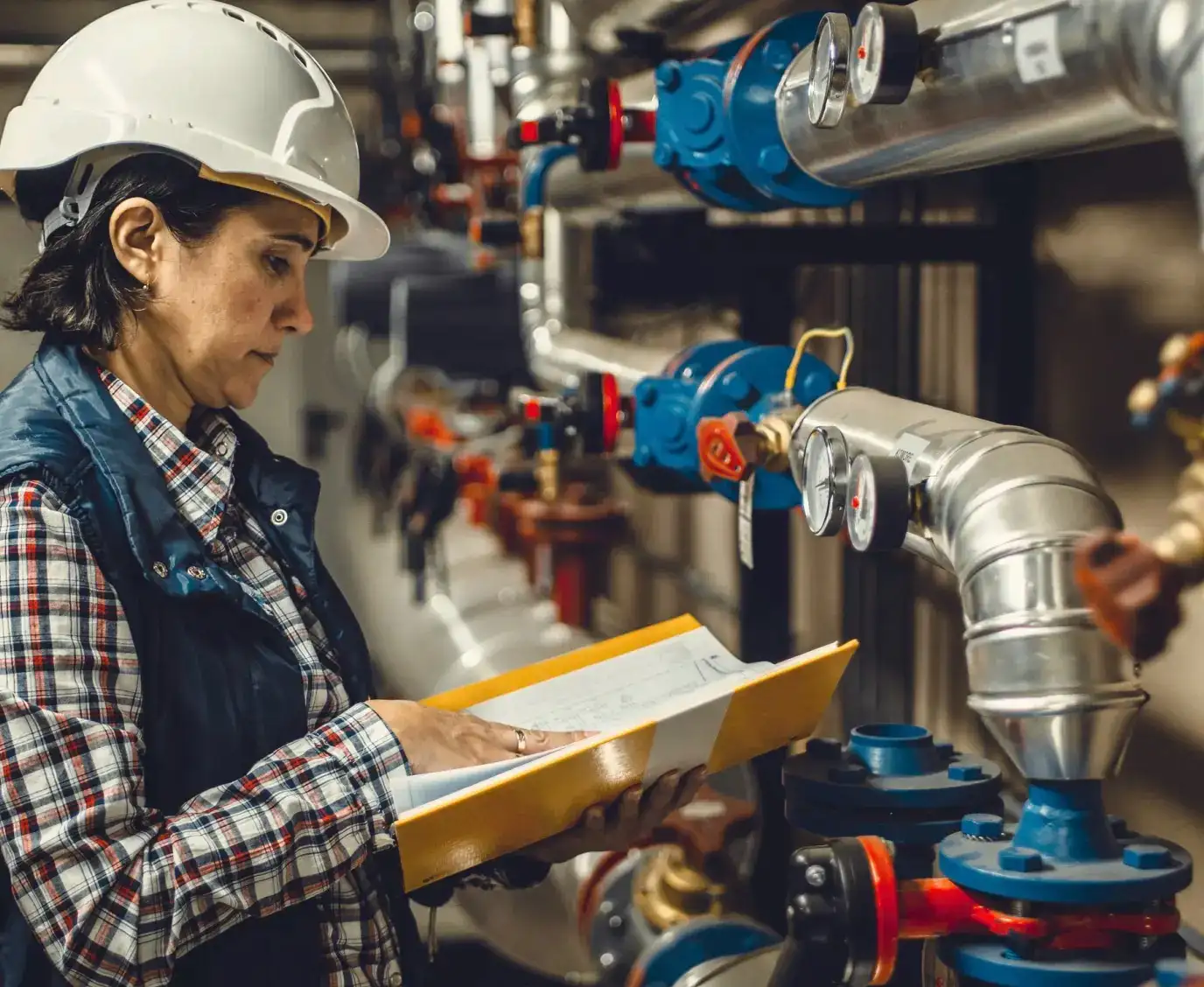 Woman in hard hat working Woman in hard hat working